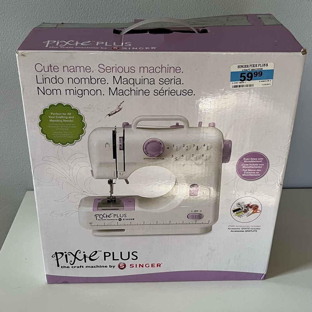 Singer Pixie Plus Sewing Machine - White and Purple